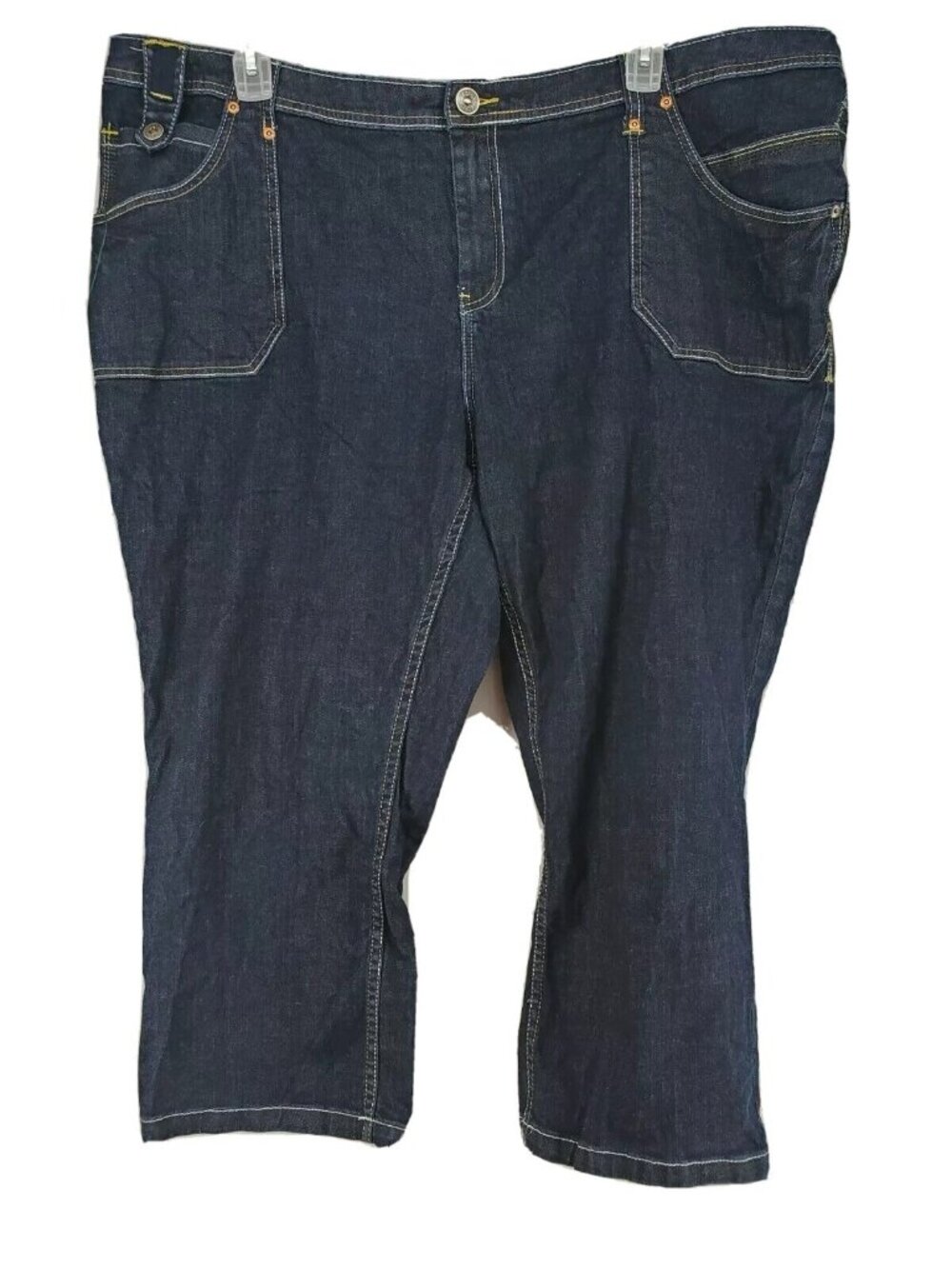 Venezia Capri Women's Plus Size 26 Dark Wash Stretch Fashion Stitching